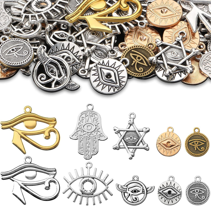 50 Pieces Eye Of Horus Charms Pendant Tibetan Magic Metal Charms Mixed Craft C