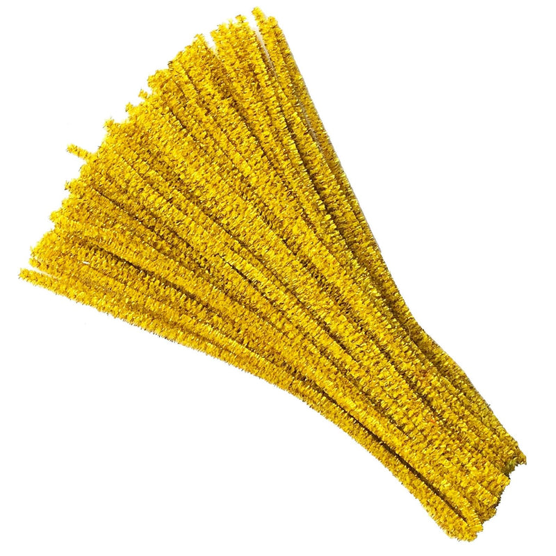 100 Pcs 12 Inch Iridescent Sparkly Tinsel Stems Pipe Cleaners (Gold)