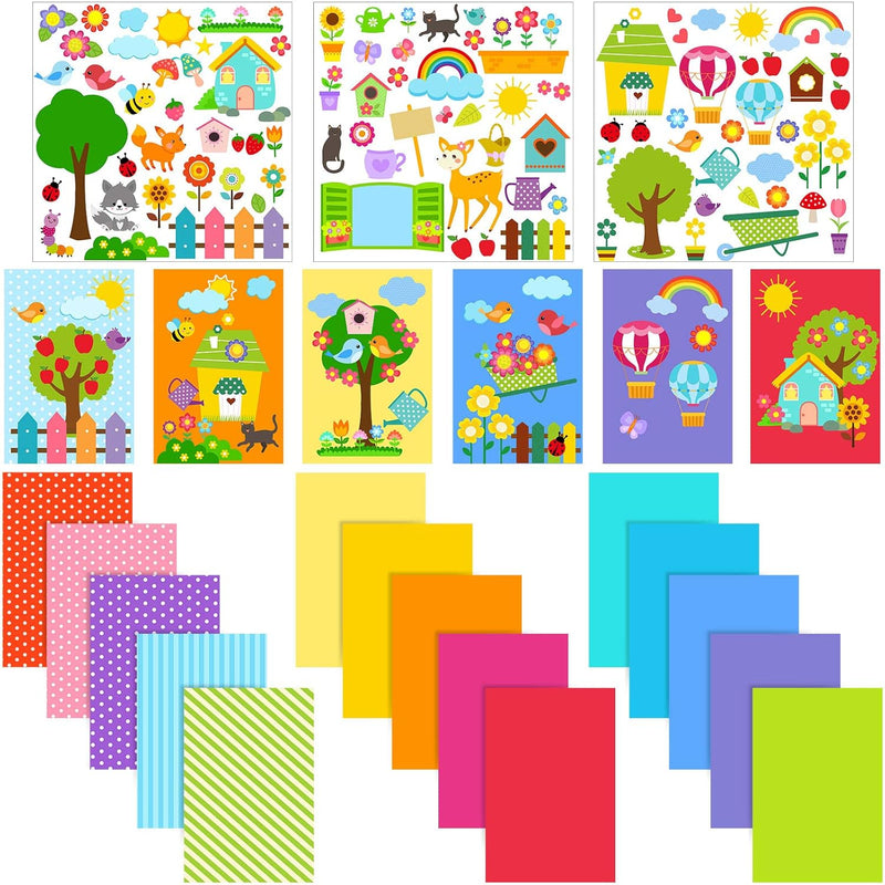 15 Pieces Card Making Kits For Kids With 3 Sheets Stickers, 15 Pieces Blank En