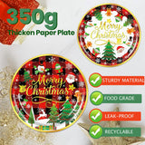 Christmas Party Decorations Supplies - 175 Pcs Merry Christmas Red Plaid Disposable Dinnerware Set Xmas Paper Plates And Napkins Sets With Cups Fork Knive Spoon For Holiday Party Supplies, Serve 25