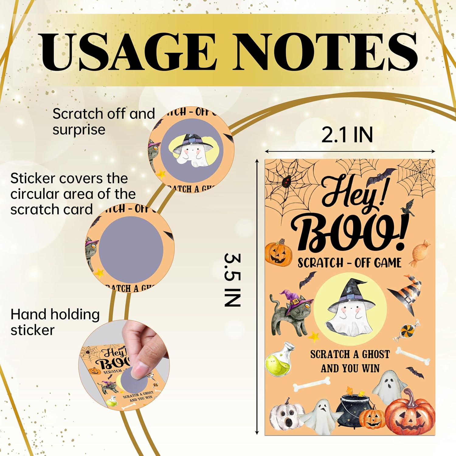 Halloween Games -50 Pack, Scratch Off Halloween Party Game, Spooky Party Activity For Groups Family Adults Festive Raffle Tickets, Holiday Games Ideas Activities Supplies, A09