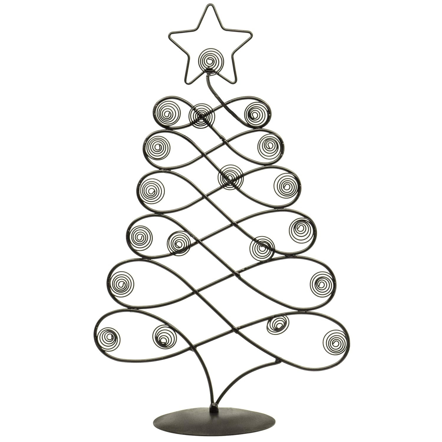17.5" H Decorative Tabletop Display Christmas Tree Card & Photo Holder Rack In Black Finish