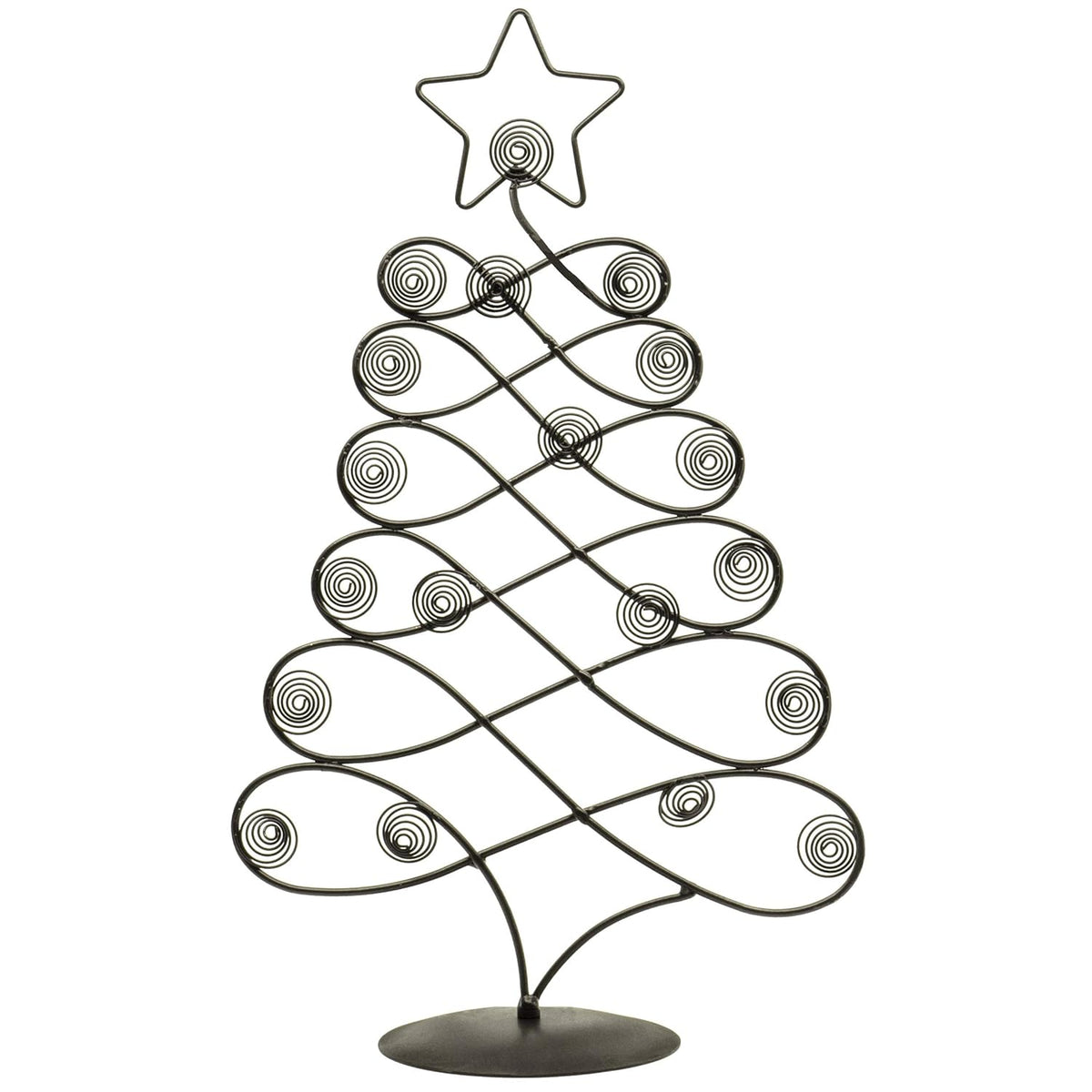 17.5" H Decorative Tabletop Display Christmas Tree Card & Photo Holder Rack In Black Finish