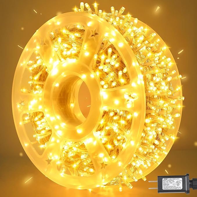 164FT 500 LED Warm White Fairy Lights Outdoor Waterproof Plug In String Lights with Timer 8 Modes for Bedroom Wedding Party Christmas Decor