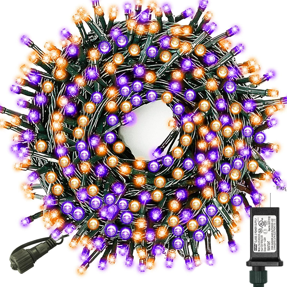Halloween String Lights Outdoor Indoor Waterproof 300Led 105Ft Ul Certified With End-To-End Plug 8 Modes, Decoration Lights For Christmas Tree Patio Garden Wedding Party Orange Purple