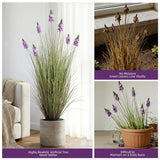 Artificial Plants Indoor Tall Grass Plants With Lilac Flower 47.2In Artificial Ornamental Grass Green Onions Grass Outdoor Fake Plants With Black Pot Home Office Decorative (1 Pack,Purple)