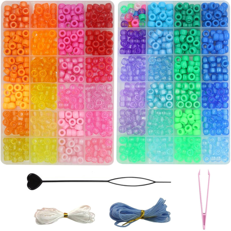 Pony Beads Kit Set 6X9Mm Sparkling Glitter Mixes Plastic Pony Beads Arts And C