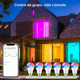 Smart LED Light Bulb WiFi RGBCW 100W Equivalent A19 4 Pack