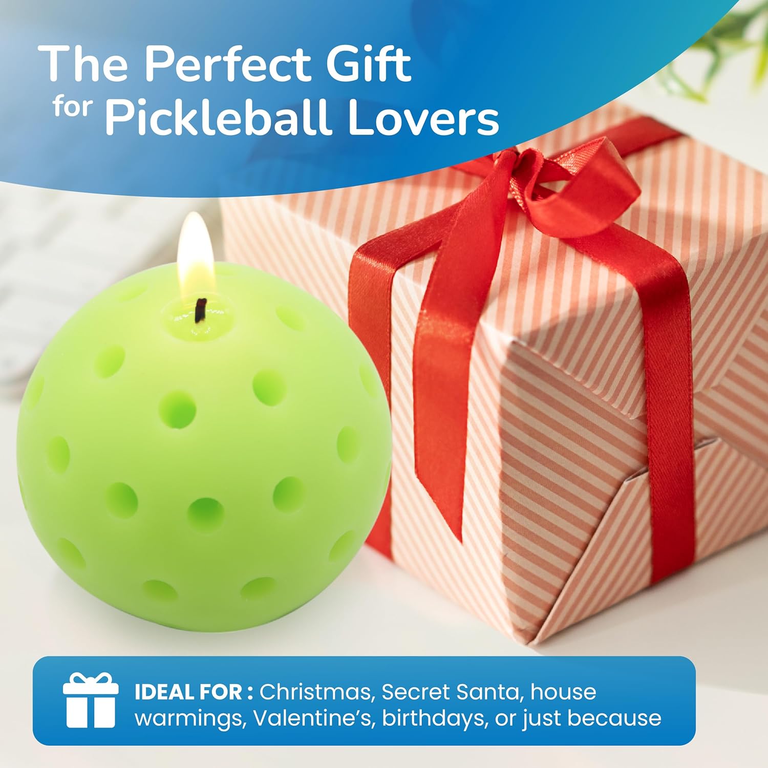 Pickleball Candle – Realistic Pickleball-Shaped Lemon Scented Candle | Fun Novelty Candle For Pickleball Lovers | Unique Pickleball Gift For Pickleball Lovers, Funny Home Decor