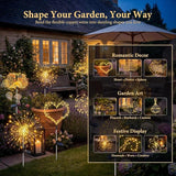 2 Pack Solar Firework Lights 120 LED Starburst Garden Lights Waterproof 8 Modes