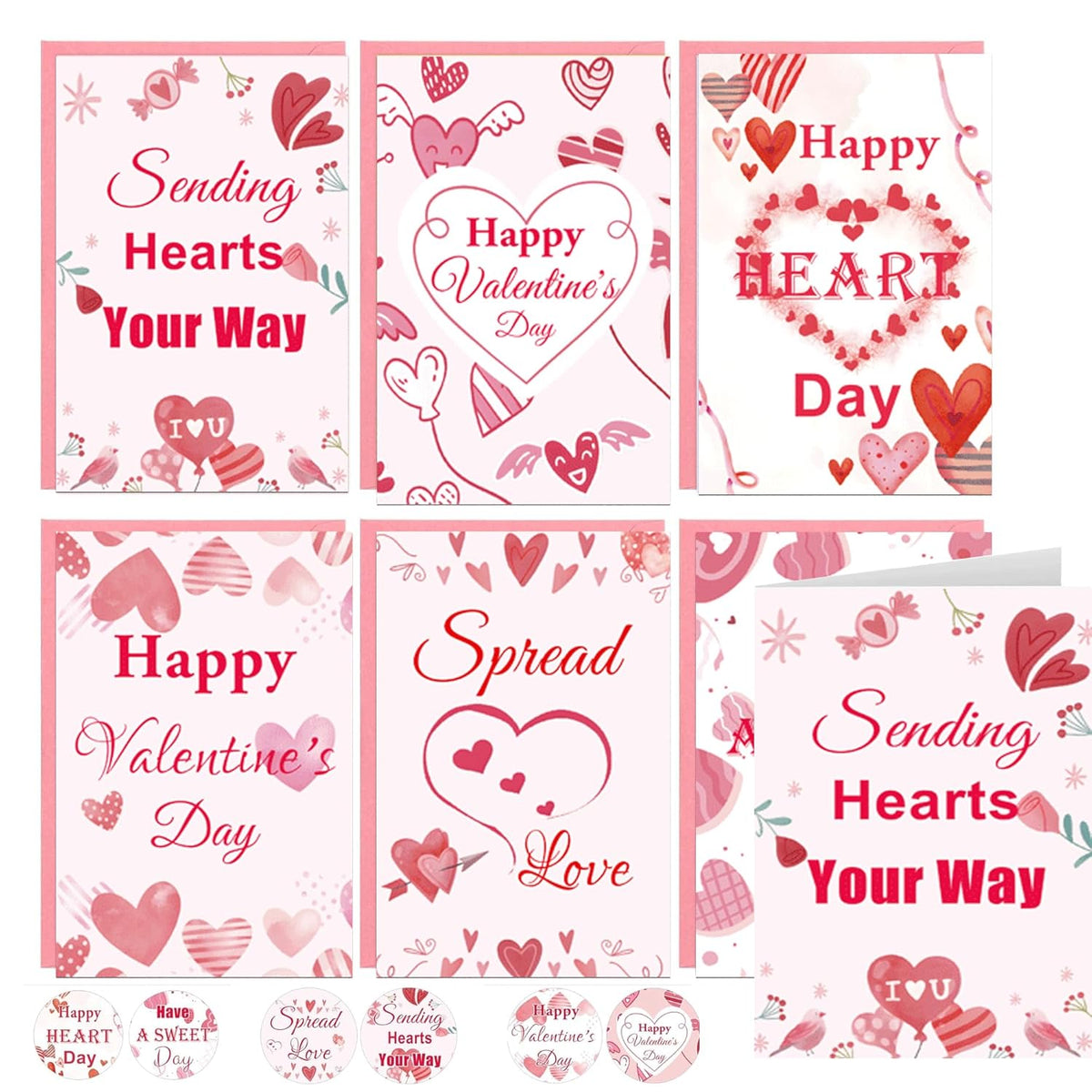 Happy Valentine'S Day Cards 24 Pack Happy Heart Day Cards With Envelopes Valentine'S Day Decorations Heart Card Heart Cards For Valentine Gift Wrap