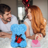 Flowers Rose Bear Gifts Artificial Forever Rose Everlasting Flower Teddy Bear Gifts For Her Women Mom Wife Wedding Mothers