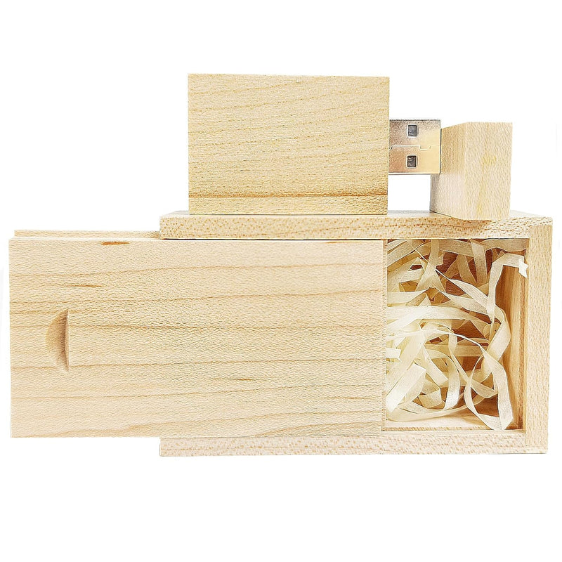 64Gb Usb 3.0 Wood Usb Flash Drive With Maple Wood Gift Box Of Sliding Lid Wood