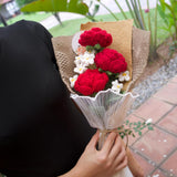 Crochet Flower Bouquet, For Mom, Woman, Valentine, Birthday, Weddings, Graduation (Include Blank Card) (Red Roses) 16.1" X 9.1"