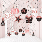 Birthday Party Decorations, Birthday Party Rose Gold Hanging Swirls Ce