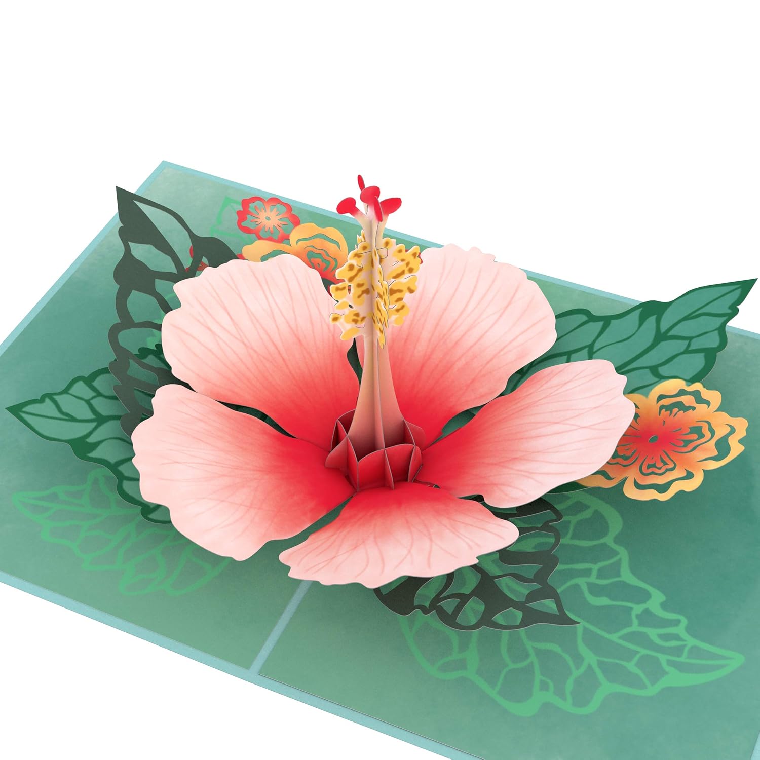 Hibiscus Bloom Pop Up Card, 5X7-3D Greeting Card, Pop Up Paper Flower Card, Mother'S Day Pop Up Card, Card For Mom, Wife Or Friend, Pop Up Anniversary Card, Thinking Of You