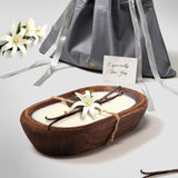 3 Wick Dough Bowl Candle, Vanilla Scented Candle With Brown Wooden Bowl, 10 Inch Large Soy Wax Candle For Home Decor, Living Room, Bedroom, Christmas Gifts For Men & Women