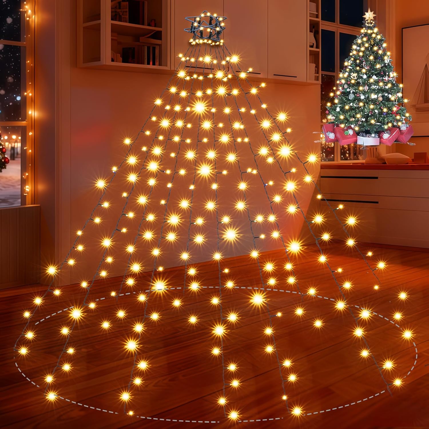 Christmas Tree Lights 280Led 10 Lines Christmas Lights For Tree 8 Lightting Modes For 6Ft-10Ft Christmas Tree, Ul Certif