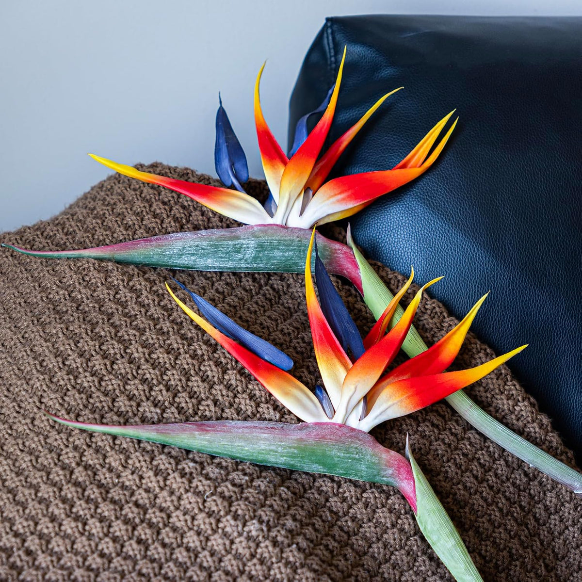 Artificial Flowers Bird Of Paradise 37'' Large Latex Fake Greenery Plants Long Stem Red Plants 2Pcs For Home,Living Room,Bedroom,Dining Table(Red 2Pcs)