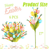 Easter Decorations, 6 Pcs Easter Stems With Eggs Carrots And Berries, Artificial Flower Arrangement For Spring Decor, Egg Picks Centerpieces For Table
