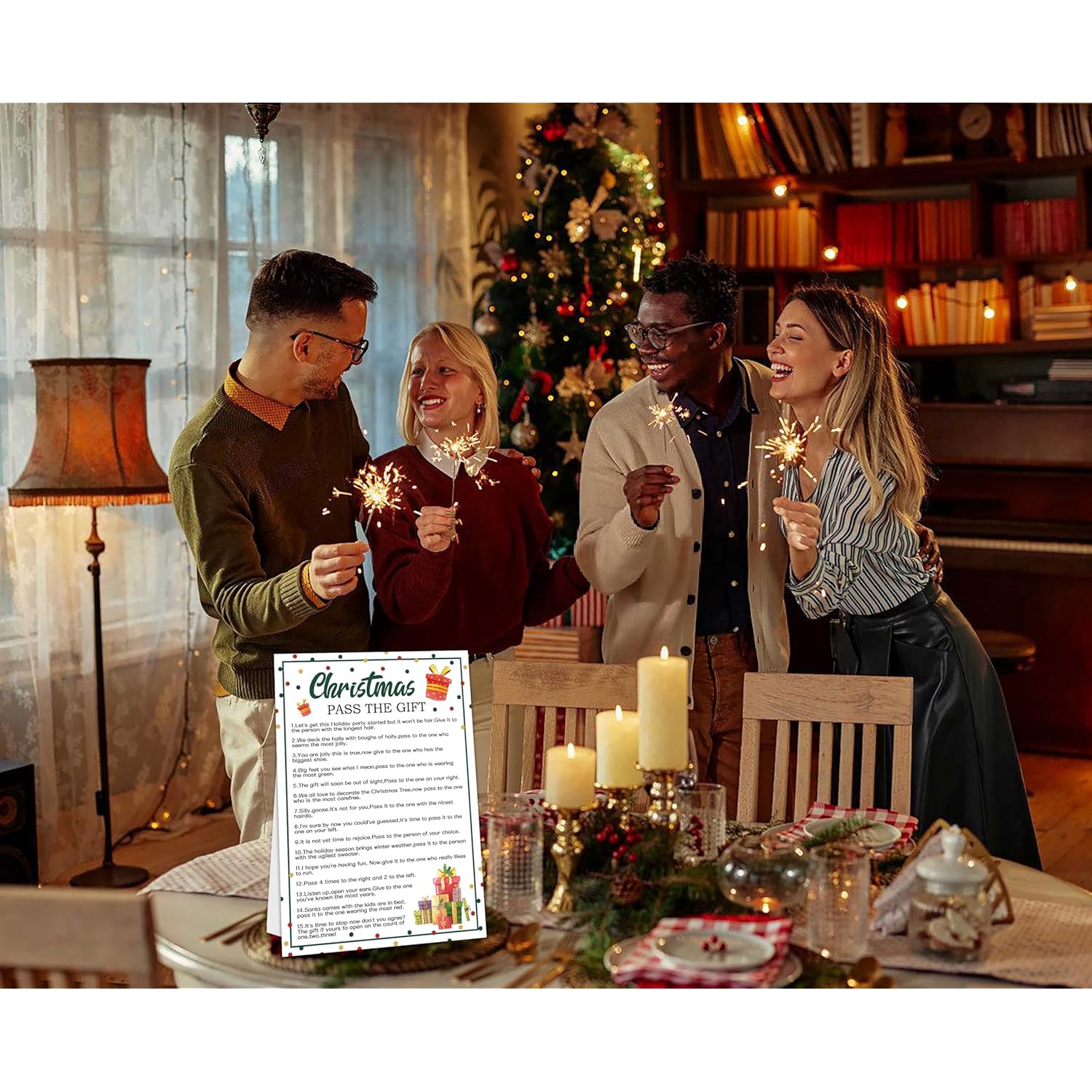 Christmas Party Games - Pass The Gift & Parcel, Christmas Games For Large Groups And Families, Gift Exchange Game For Adults, Family Party, Classroom, Group Activities, 8 X 11 Inch