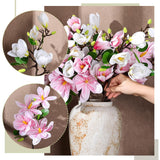 8 Pcs Artificial Magnolia Flowers Stem For Spring Decoration Faux Fake Flora Stems Beautiful Magnolia Office Hotel Home Decor Accent Pieces(Pink, White)