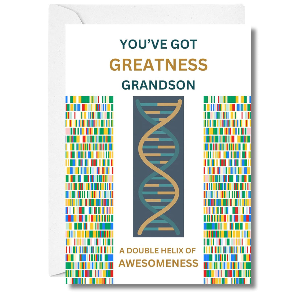 Birthday Card For Grandson, Dna Double Helix Of Awesomeness, Science Themed Birthday Card For Grandkids, Sweet And Funny Greeting Card For Grandchild
