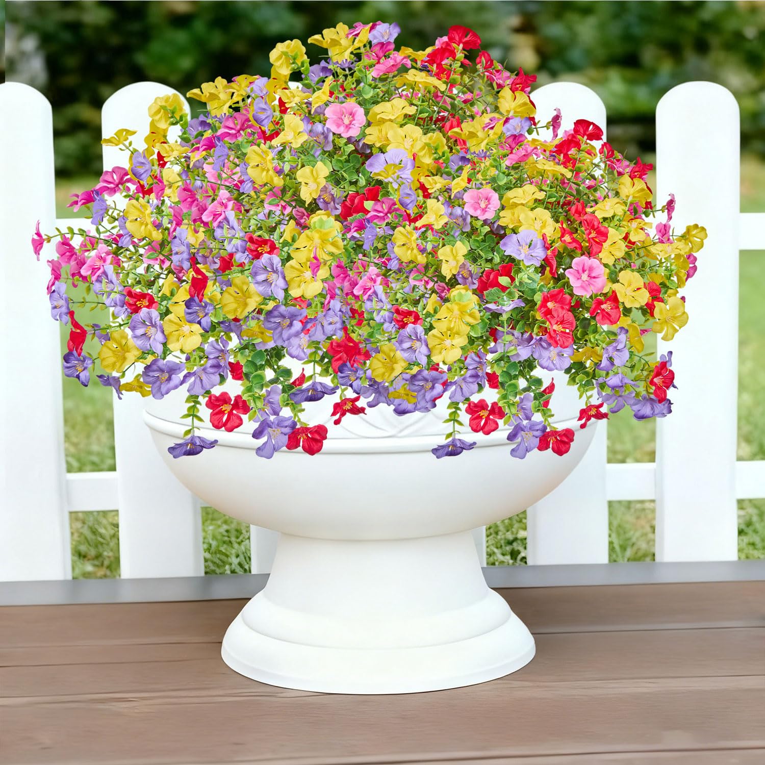 Artificial Flowers Outdoor Indoor Garden Family Porch Or Patio Decoration,Faux Flowers,Small Flowers Outdoor Artificial Flowers A Bunch Of 12 Mix Pink Red Purple Yellow