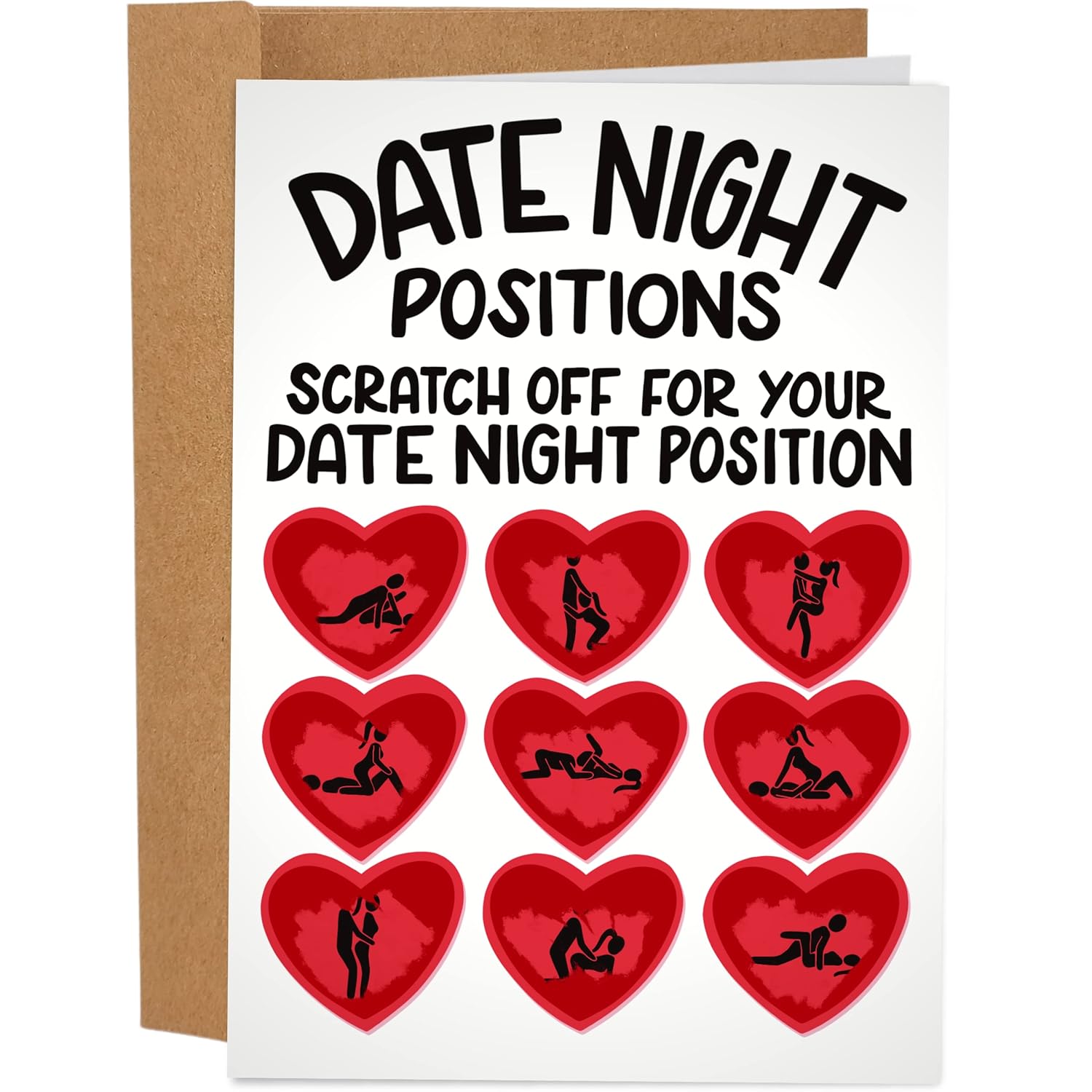 Funny Scratch Off Valentine'S Day Card For Him 5 X7 Inch | Funny Anniversary Card For Boyfriend Husband Fiance | Naughty Scratch Off Valentine Greeting Card Positions Gift For Men