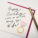 Old English Co. Happy Birthday Card For Fiancée - Birthday Card For Nearly Wife - Last Year As A Miss - Cute Birthday Card For Her | Blank Inside With Envelope