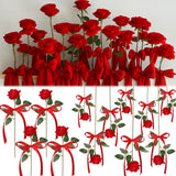 15 Set Valentine'S Flower Rose Decoration Artificial Rose Hanging Flowers With Red Ribbon Bow Garland Ceiling Decor For Wedding Bridal Shower Party Diy Floral Arrangement Home Decor