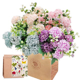 40Heads Artificial Hydrangea Flowers, 4Pack Fake Silk Mini Hydrangea With 1 Vase Kraft Paper Bag-Mini Artificial Chrysanthemum Ball Perfect For Home Office Wedding Baby Shower Party Decor