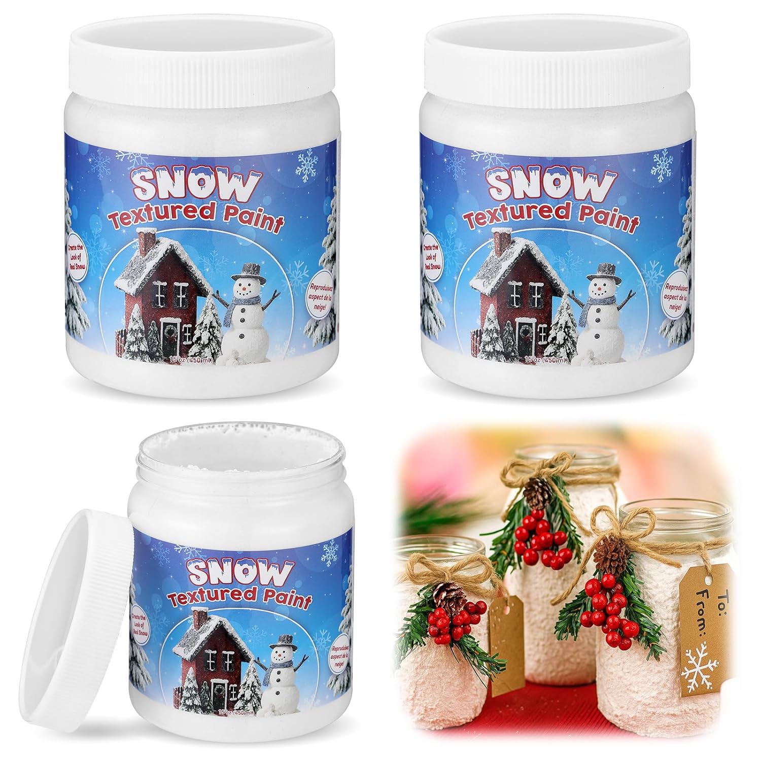 3 Pack 47.4 Oz Snow Texture Paint White Dimensional Paint On Fake Snow Paste Decoration Snowing Blanket Craft Supplies For Christmas Decor