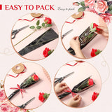36 Pack Single Rose Gift Wrapping Set, Artificial Roses Bulk With Flower Sleeves, One Stem Rose Packaging For Valentine'S Day, Anniversary, Romantic Mother'S Gifts(Black)