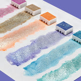 15 Color Super Glitter Watercolor Paint Set - Metallic & Shimmery For Art, Crafts | Easy To Load, Superior Adhesion, Quick Activation On Paper