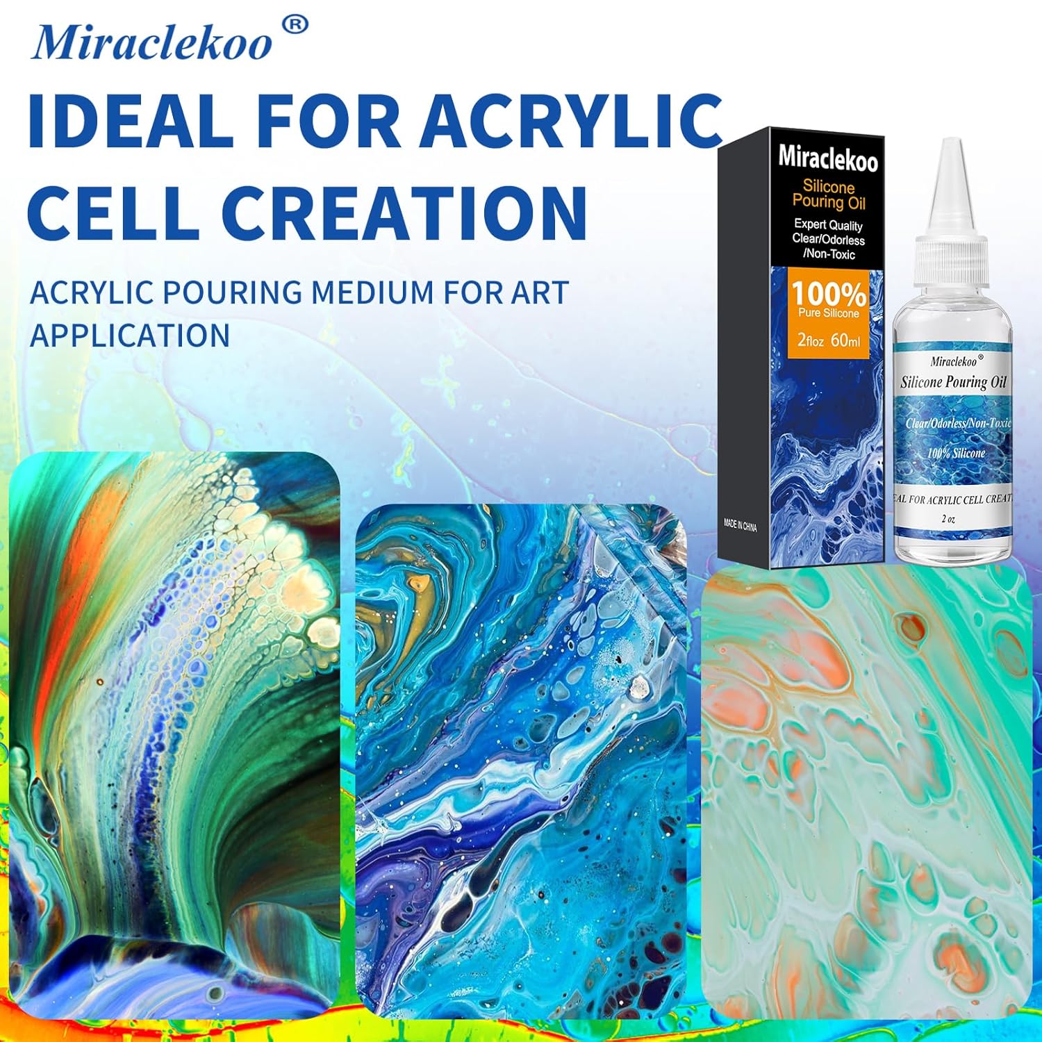 Silicone Pouring Oil Cell Activator Pure Silicone Oil For Cell Creation In Acrylic Paint,2 Ounce