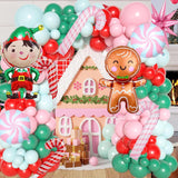 Gingerbread Balloon Arch Garland Kit 153 Pcs Christmas Balloon Garland Arch Pink Christmas Balloons Giant Gingerbread Man Candy Cane Balloon For Christmas Gingerbread House New Year Party Supplies