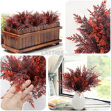 Artificial Fern Plants, Fake Ferns Bushes Plastic Shrubs Boston Leaves Bundle Faux Foliage For Outdoor Indoor Decor Garden Kitchen Office Wedding Party Christmas Diy Decoration - Red 4 Pack