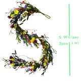 2Pcs Artificial Wildflower Garland, 6Ft Faux Flower Hanging Vine, Purple Flowers Ivy, Spring Summer Garland With Eucalyptus Lavender Vine For Sign Board Party Home Decor