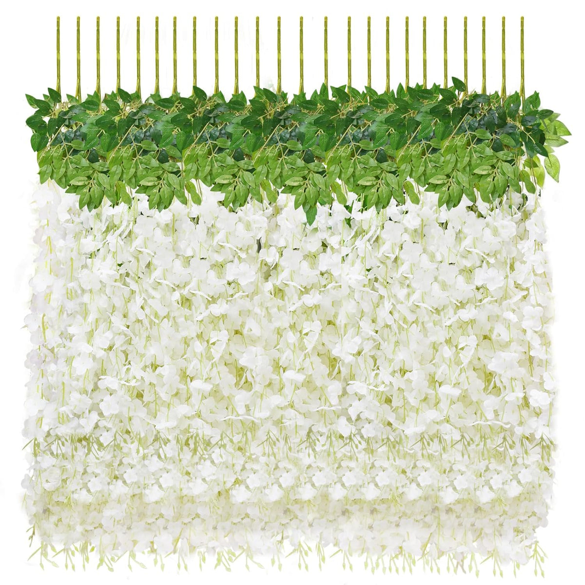 12 Pcs Wisteria Hanging Flowers, 3.6Ft Fake Wisteria Vines Artificial Wisteria Garland Silk Flower String For Wedding Arch Garden Party Home Ceiling Wall Backdrop Tent Decoration (White)
