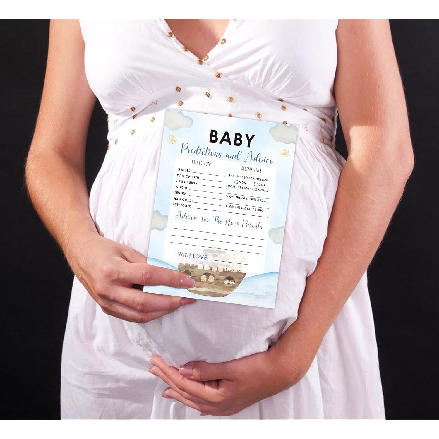 Noah'S Ark Baby Predictions And Advice Cards, Baby Shower Game, Pack Of 30 Game Cards, Gender Neutral Boy Or Girl, Fun Baby Game And Activity - Fa54