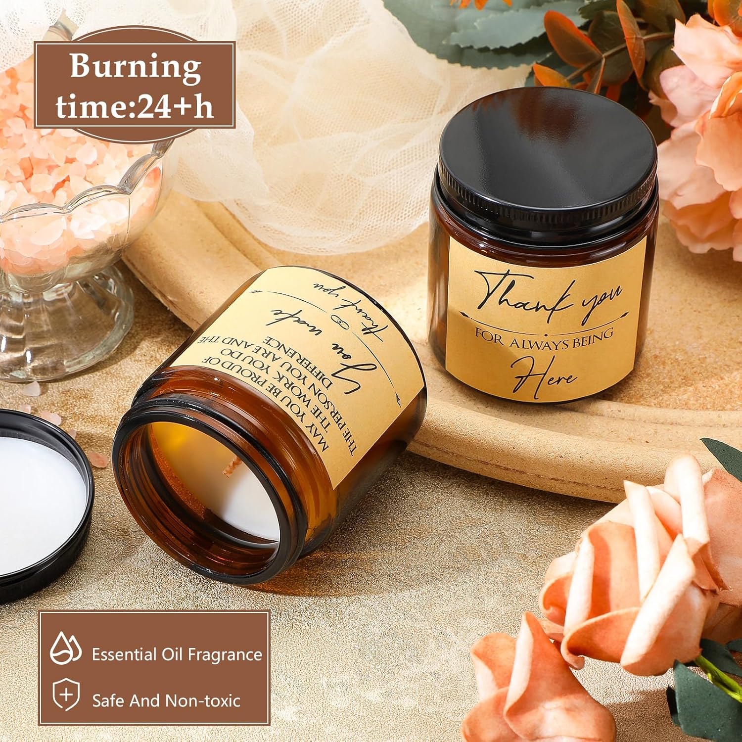 18 Pcs Thank You Gifts Candles For Women Employee Appreciation Gifts With Inspirational Sayings For Teachers Friend Men Women Housekeeping Week Thanksgiving Christmas Favors(Stylish)