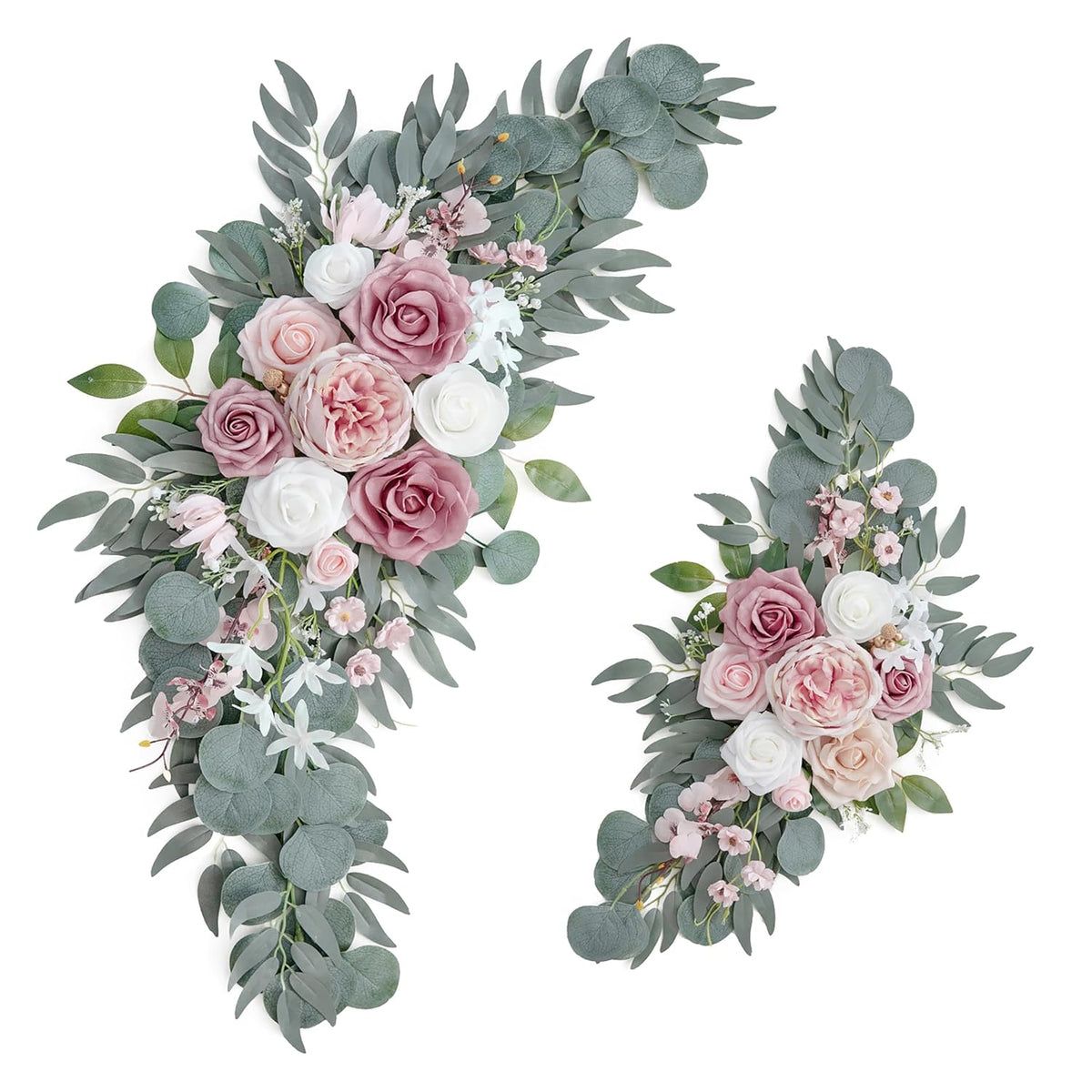 Small Wedding Arch Flowers (Pack Of 2), Artificial Dusty Rose Flowers For Wedding Welcome Signs Decorations And Arch Flower For Wedding Ceremony Reception (Dusty Rose & Blush)