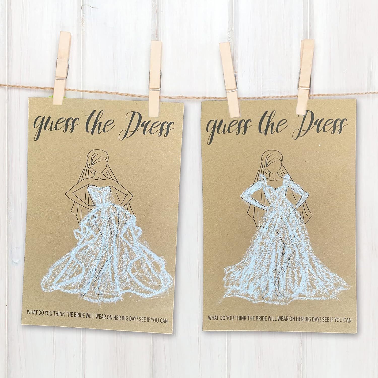 Bridal Shower Games - Guess The Dress Bridal Shower Game For 50 Guests - Funny Wedding Decorations Party Supplies Games Ideas