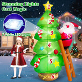 7 Ft Tall Large Christmas Inflatables Santa Claus Tree Outdoor Decorations, Build-In Leds Funny Xmas Blow Ups Yard Decor