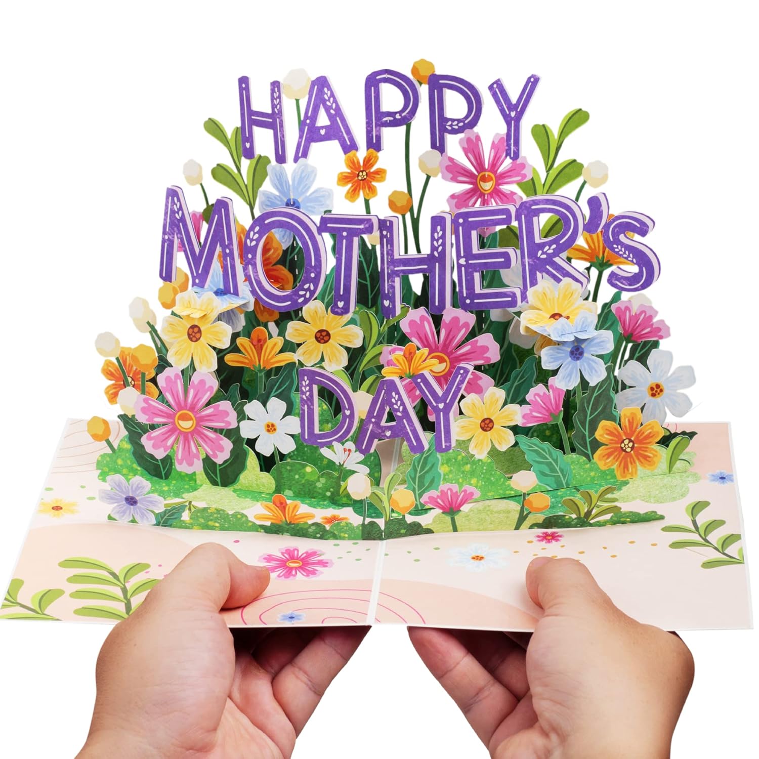Frndly 3D Happy Mothers Day Pop Up Card, Handcrafted - 100% Recycled And Eco-Friendly, 8" X 6" Cover - With Note Tag