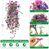 Artificial Hanging Flowers For Outdoor, 2Pcs Fake Flowers Faux Silk Daisy With Eucalyptus Leaves, Uv Resistant Aritificial Flowers For Spring Home Patio Yard Porch Decor (Double Purple)