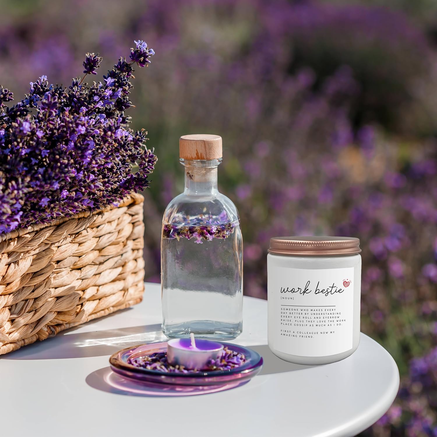 Work Bestie Lavender Candle - Farewell Going Away Leaving Job Goodbye Gifts - Scented Candles 8Oz, Jar