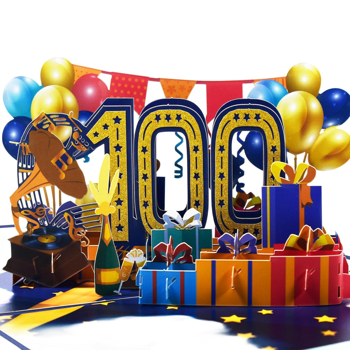 100 Years 0Ld Small Packs Pop Up Happy Birthday Greeting Card, Ideal Love Gift For Adult And Kid With Blank Note & Envelope, Celebration For Daughter, Son, Mom, Dad, Friend, Children