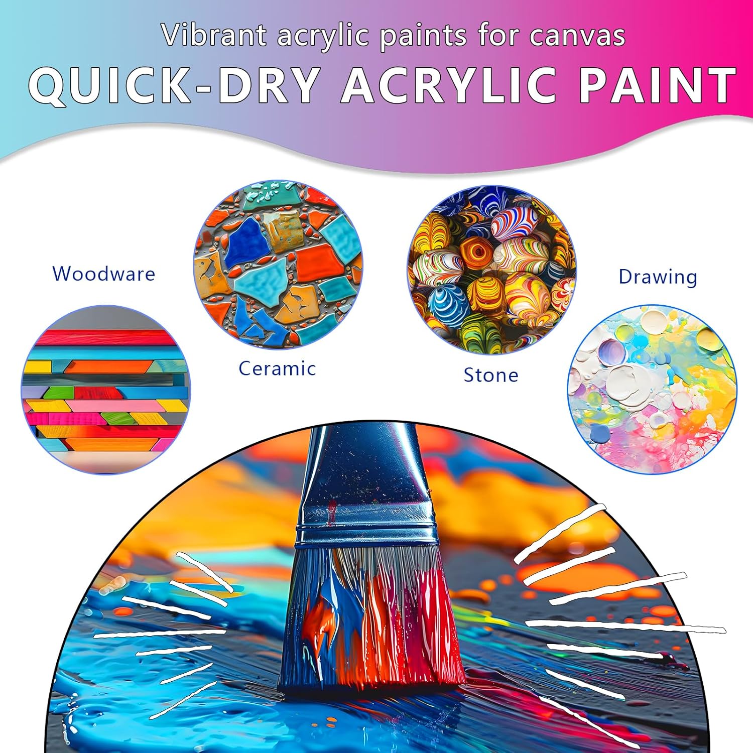 Orange Acrylic Paint, Professional 7 Fl Oz Paints For Canvas Painting, Premium Art Craft Paint For Glass, Rocks, Canvas, Wood, Ceramics, Fabrics, Leather - Art Supplies (Orange, 7 Fl Oz)